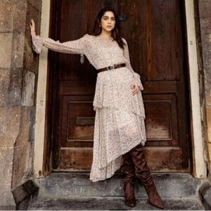 $1150 ZIMMERMANN Silk Long Dress AU 1 US 6 brown